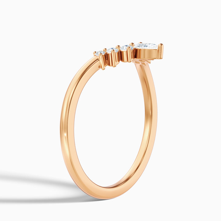 Peony Round Cut Crescent Shaped Lab Grown Diamond Wedding Band