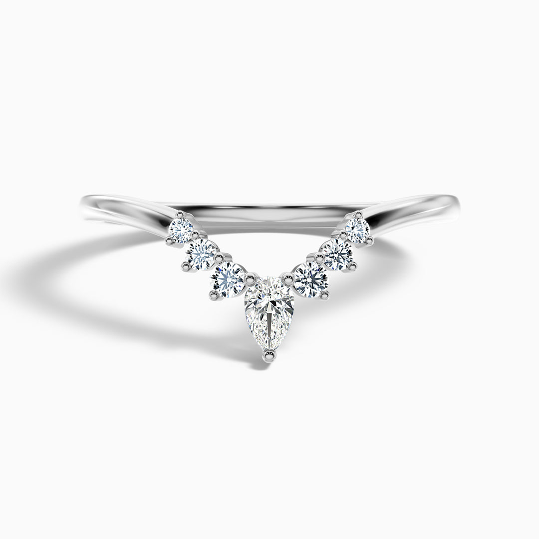 Peony Round Cut Crescent Shaped Lab Grown Diamond Wedding Band