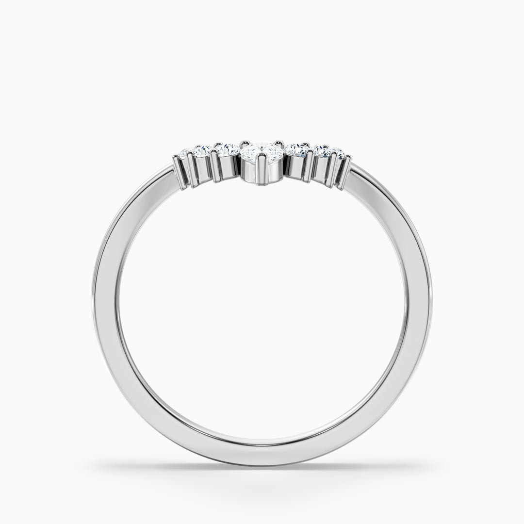 Peony Round Cut Crescent Shaped Lab Grown Diamond Wedding Band