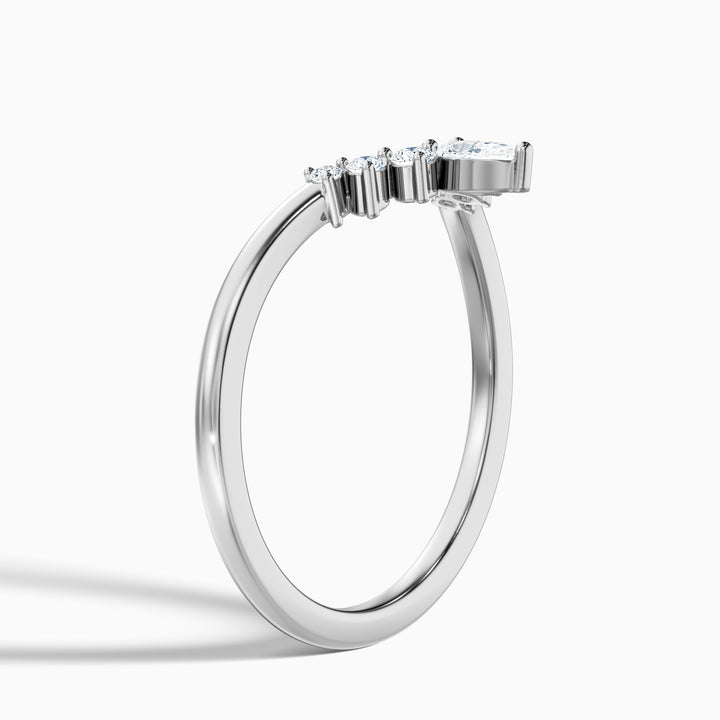 Peony Round Cut Crescent Shaped Lab Grown Diamond Wedding Band