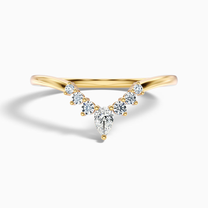 Peony Round Cut Crescent Shaped Lab Grown Diamond Wedding Band