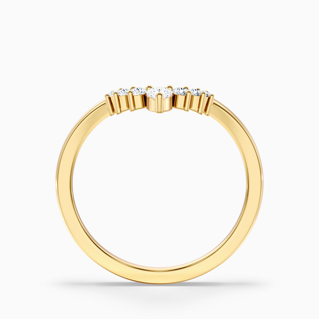 Peony Round Cut Crescent Shaped Lab Grown Diamond Wedding Band