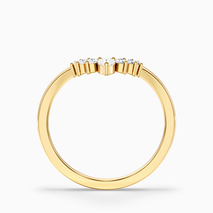 Peony Round Cut Crescent Shaped Lab Grown Diamond Wedding Band