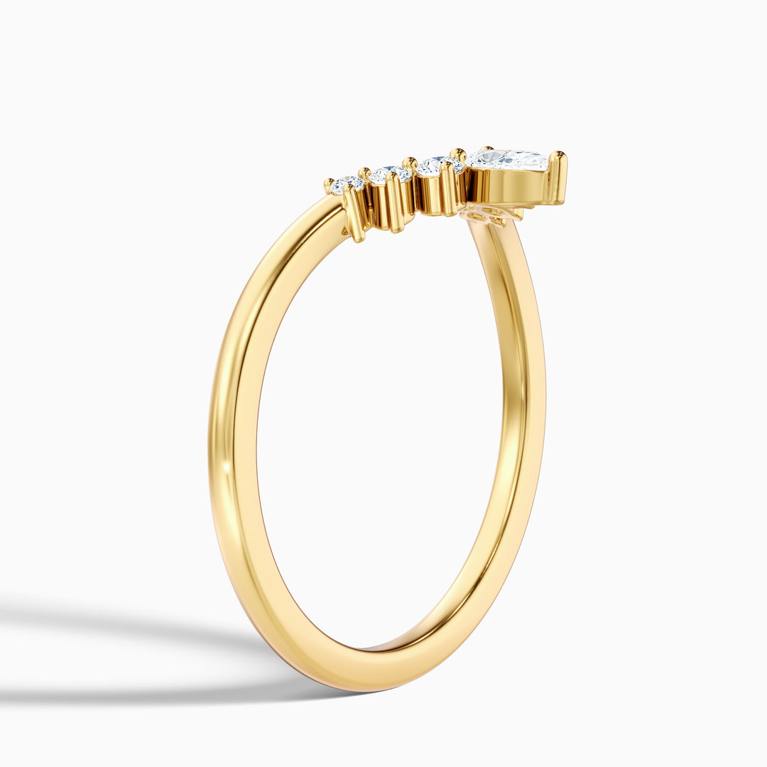 Peony Round Cut Crescent Shaped Lab Grown Diamond Wedding Band