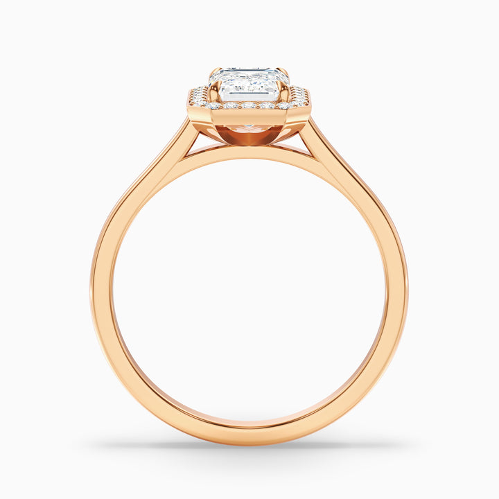 Ila 3.5 Carat Emerald Cut Halo Lab Grown Engagement Ring in 10k Rose Gold - Side View