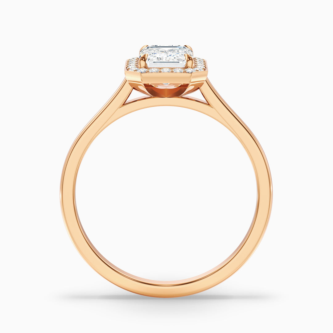 Ila 1.5 Carat Emerald Cut Halo Lab Grown Engagement Ring in Platinum - Side View