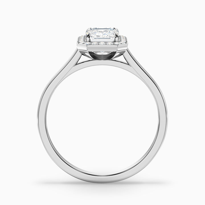 Ila 2.5 Carat Emerald Cut Halo Lab Grown Engagement Ring in 18k White Gold - Side View