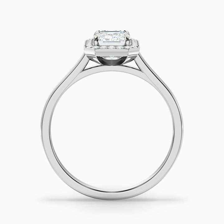 Ila 1.5 Carat Emerald Cut Halo Lab Grown Engagement Ring in Platinum - Side View