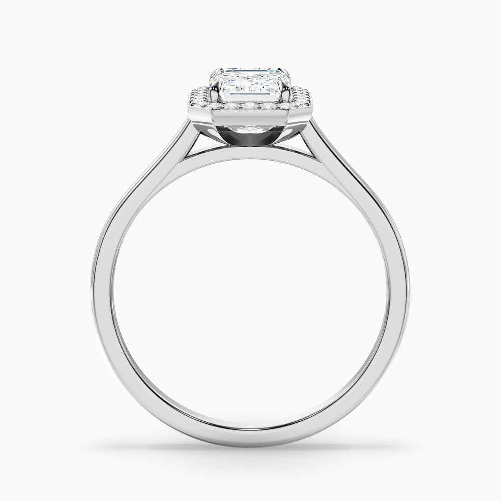 Ila 1 Carat Emerald Cut Halo Lab Grown Engagement Ring in 10k White Gold - Side View