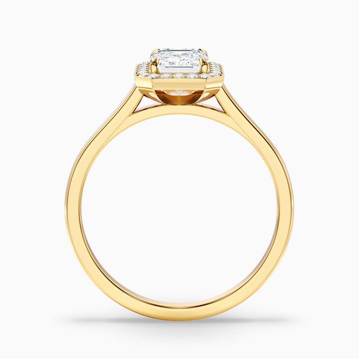 Ila 1 Carat Emerald Cut Halo Lab Grown Engagement Ring in 14k Rose Gold - Side View