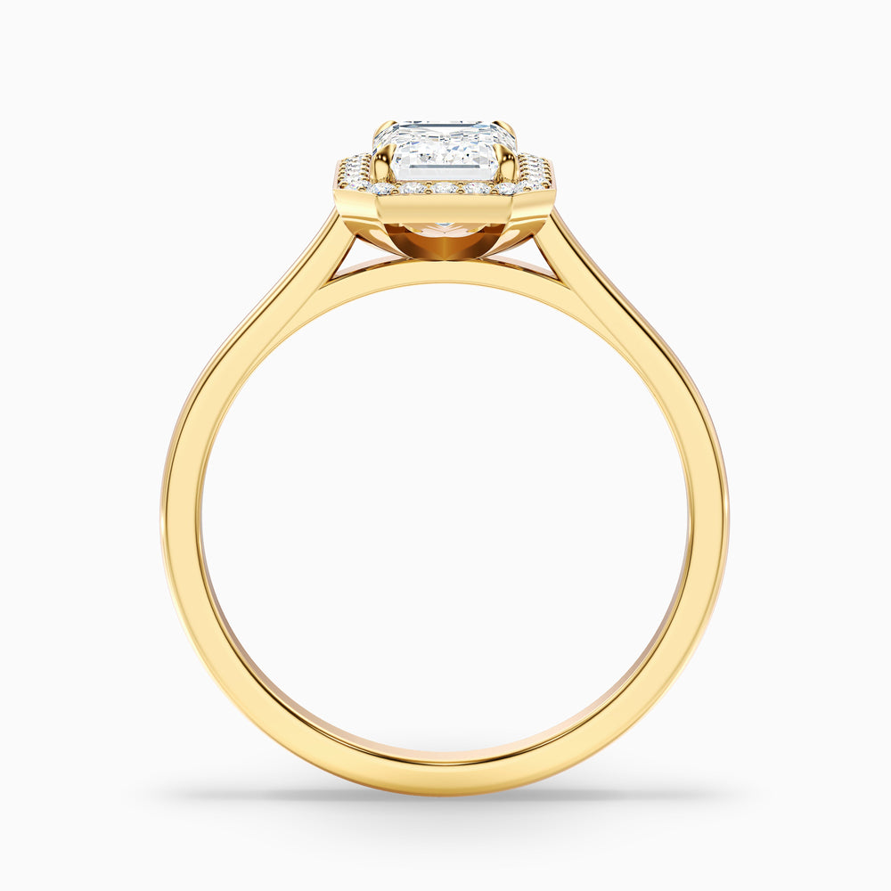 Ila 1.5 Carat Emerald Cut Halo Lab Grown Engagement Ring in 10k Yellow Gold - Side View