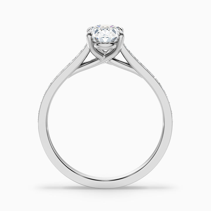 Sky 2.5 Carat Oval Cut Side Stone Pave Lab Grown Engagement Ring in 10k White Gold - Side View