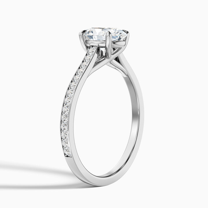 Sky 4.5 Carat Oval Cut Side Stone Pave Lab Grown Engagement Ring in Platinum - Detail View