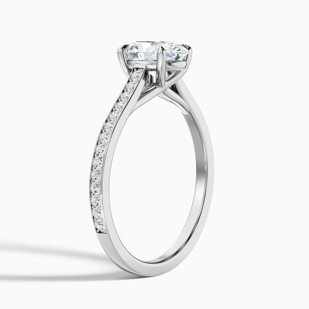 Sky 3 Carat Oval Cut Side Stone Pave Lab Grown Engagement Ring in 14k Yellow Gold