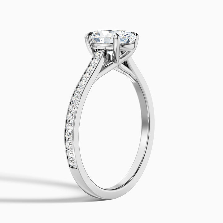 Sky 3 Carat Oval Cut Side Stone Pave Lab Grown Engagement Ring in 14k Yellow Gold