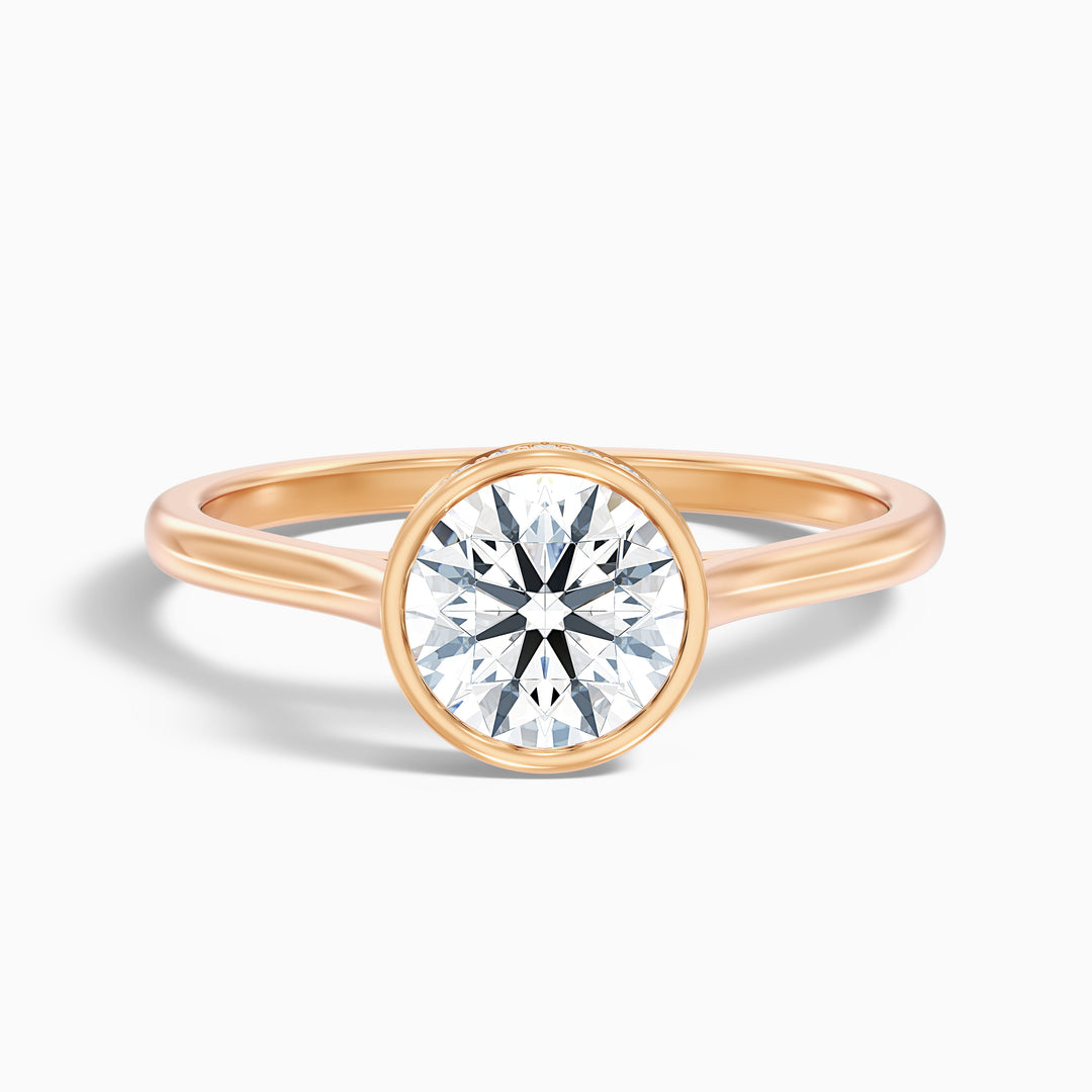 myra 10 carat round bezel set moissanite engagement ring in 10k rose gold -  Front View