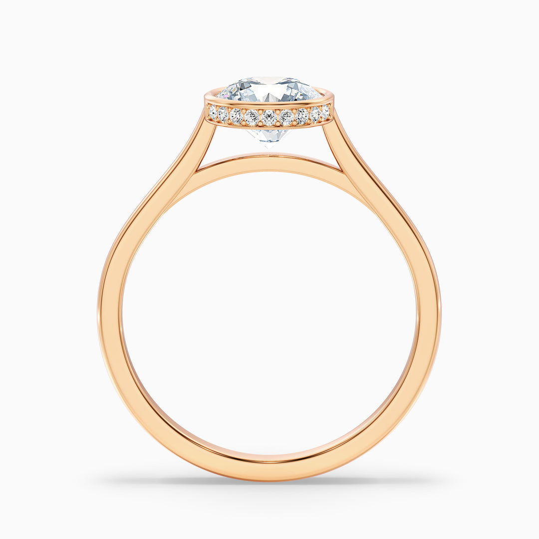 Anya 3 Carat Round Lab Grown Engagement Ring Hidden Halo in 18k Yellow Gold - Side View