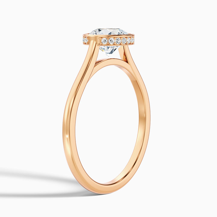 myra 9 carat round bezel set moissanite engagement ring in 14k rose gold -  Detail View