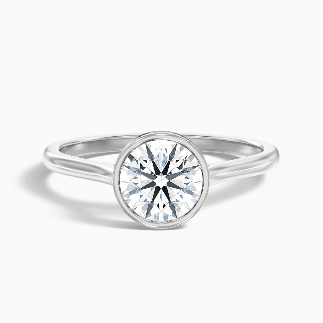 Anya 2.5 Carat Round Lab Grown Engagement Ring Hidden Halo in 14k White Gold - Front View