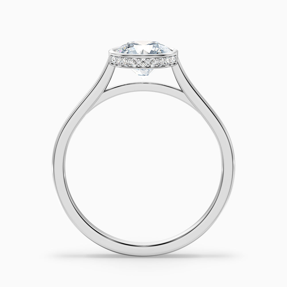 Anya 4 Carat Round Lab Grown Engagement Ring Hidden Halo in 10k White Gold - Side View