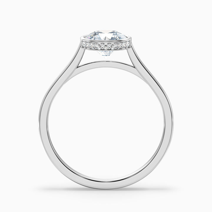 myra 6 carat round bezel set moissanite engagement ring in 925 sterling silver - Side View