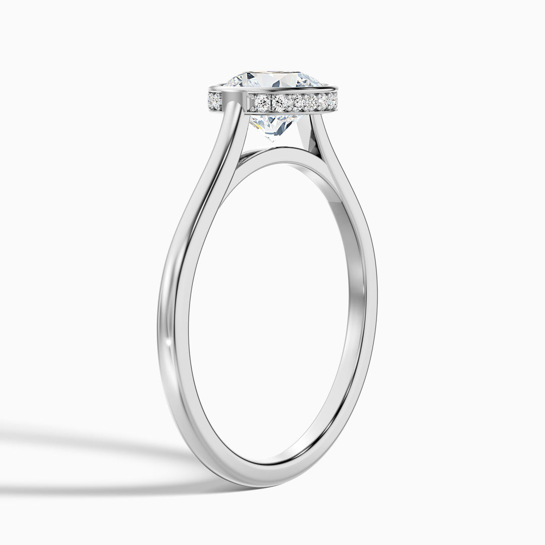 Anya 5 Carat Round Lab Grown Engagement Ring Hidden Halo in 10k White Gold - Detail View