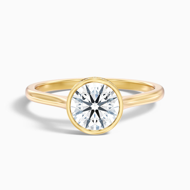 Anya 2 Carat Round Lab Grown Engagement Ring Hidden Halo in 10k Yellow Gold - Front View