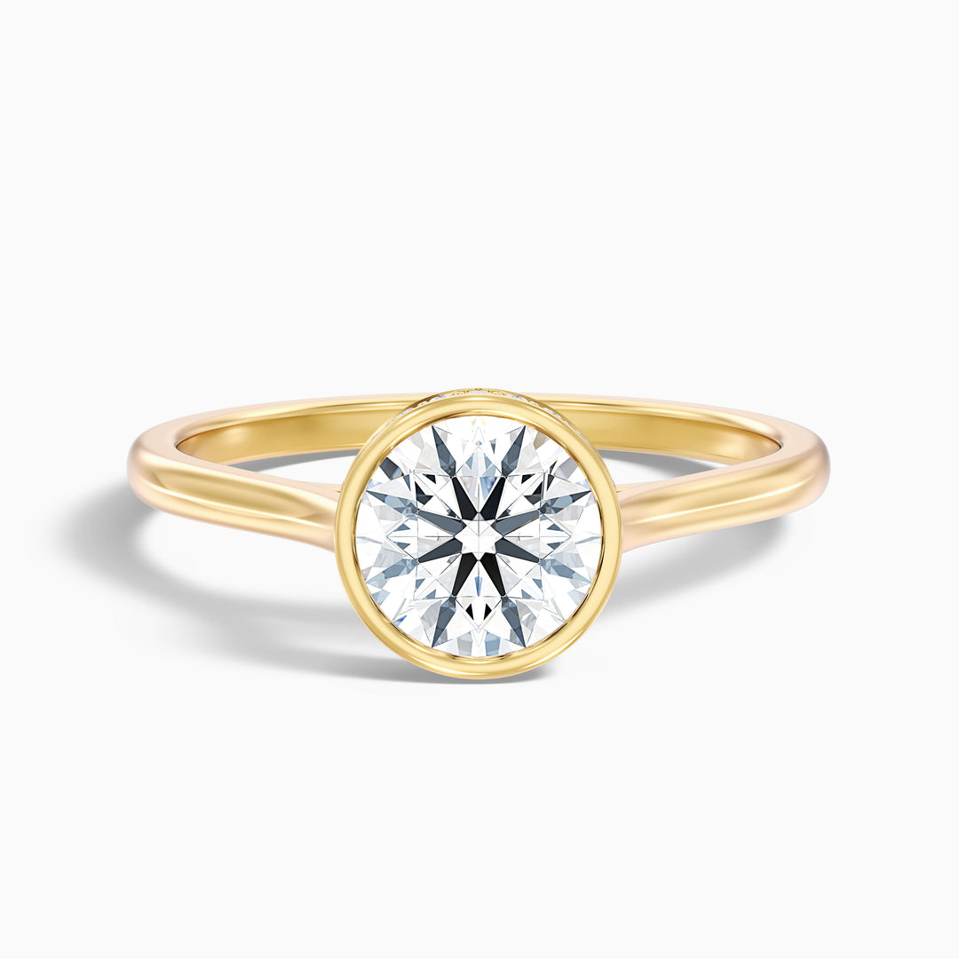 Anya 5 Carat Round Lab Grown Engagement Ring Hidden Halo in 14k Yellow Gold - Front View