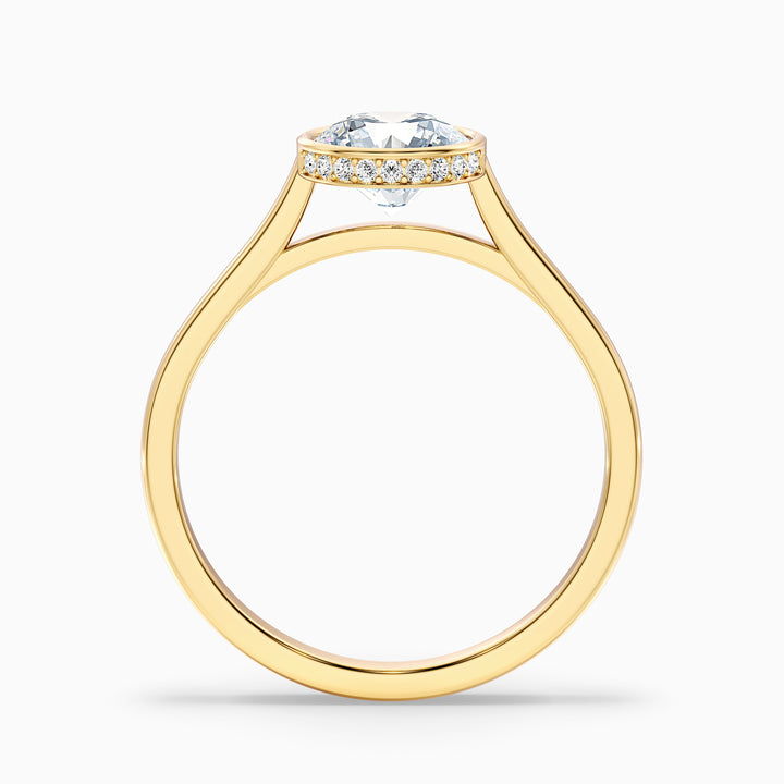 myra 9 carat round bezel set moissanite engagement ring in 10k yellow gold -  Side View