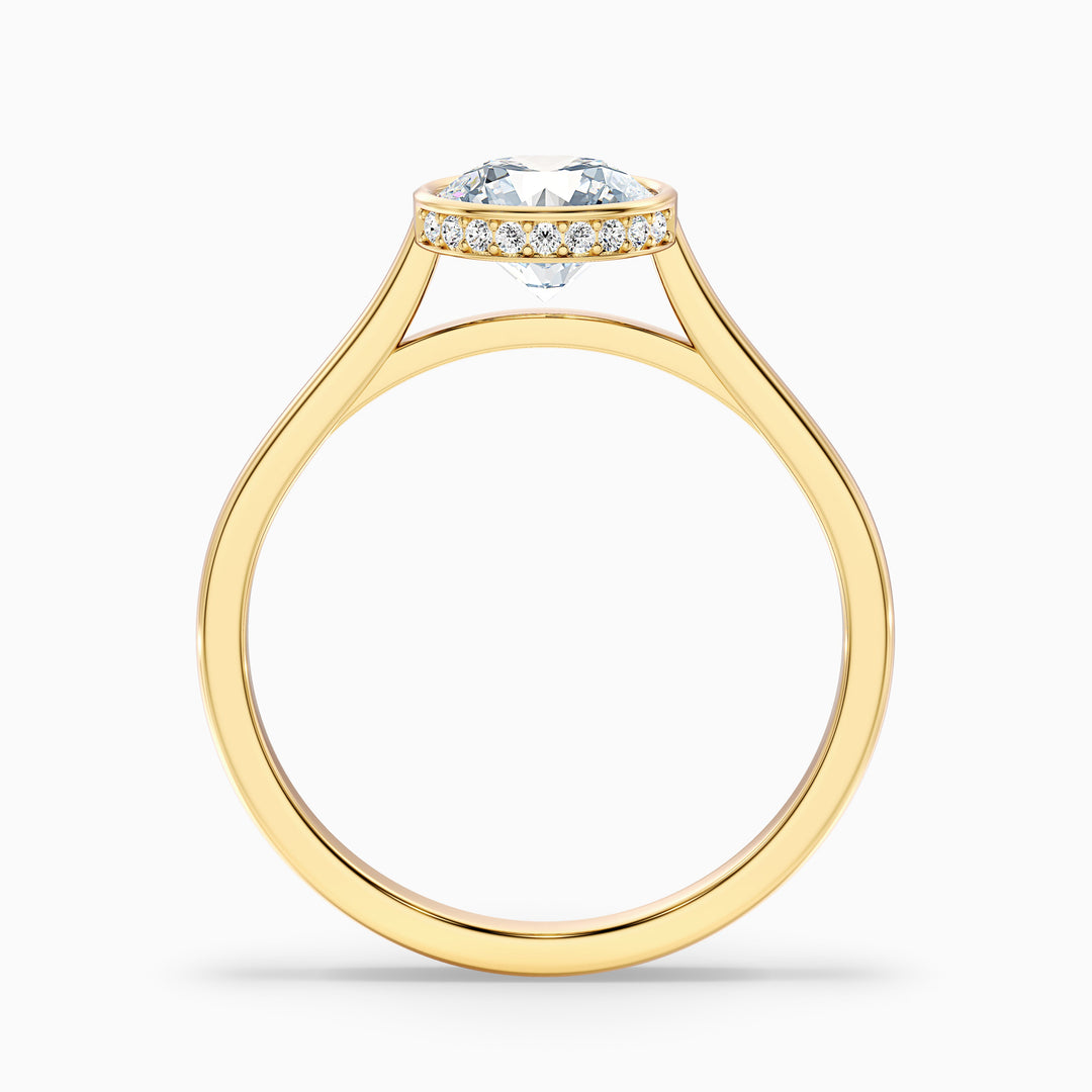 Anya 1 Carat Round Lab Grown Engagement Ring Hidden Halo in 14k Yellow Gold - Side View