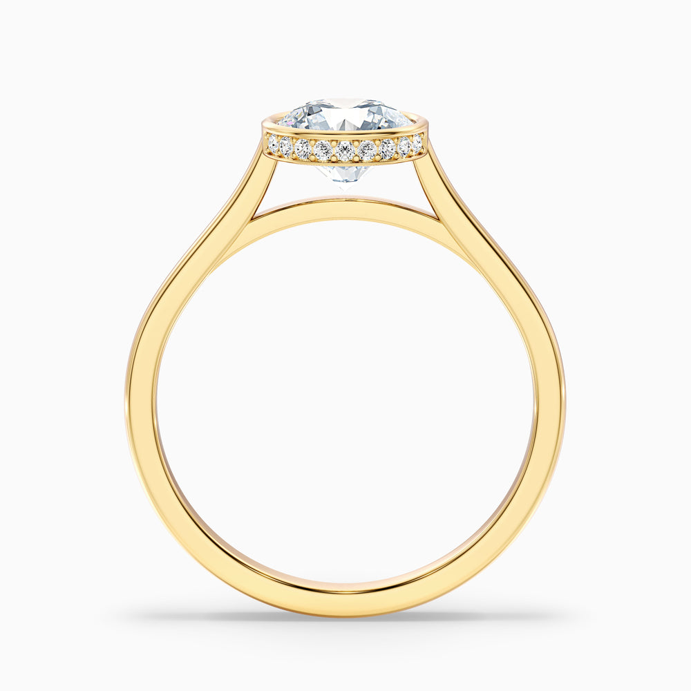 Anya 2.5 Carat Round Lab Grown Engagement Ring Hidden Halo in 10k Yellow Gold - Side View