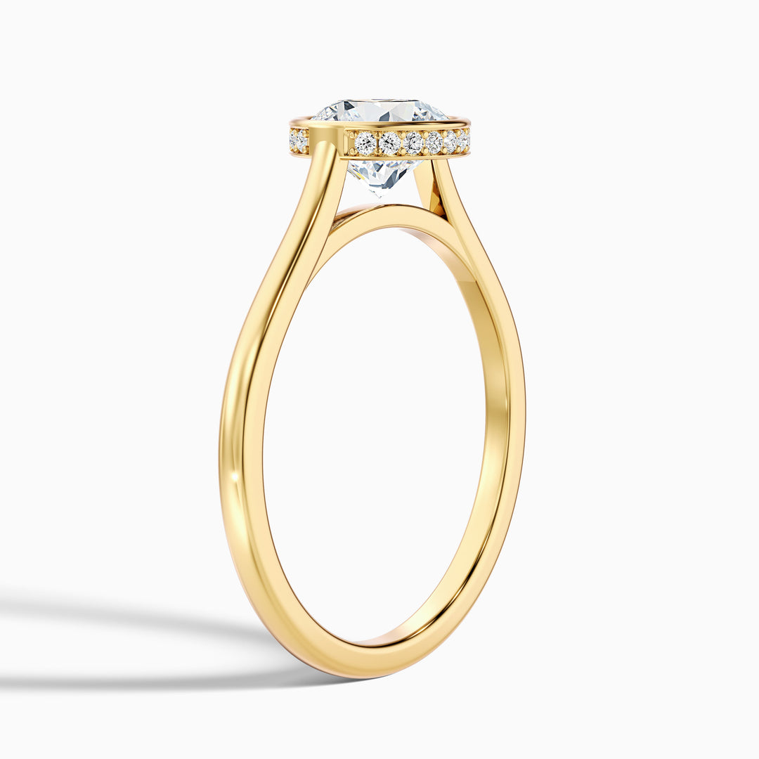 Anya 1.5 Carat Round Lab Grown Engagement Ring Hidden Halo in 14k Yellow Gold - Detail View