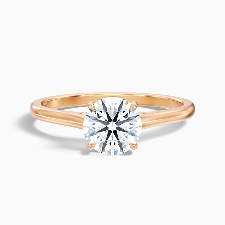 Lena 4.5 Carat Round Cut Solitaire Lab Grown Engagement Ring in 18k Rose Gold - Front View