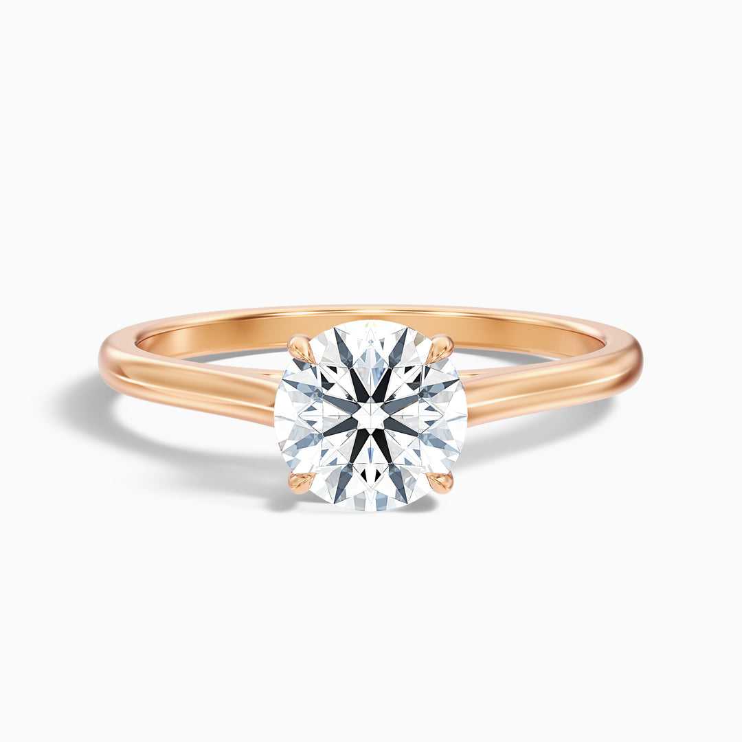 Lena 1 Carat Round Cut Solitaire Lab Grown Engagement Ring in 10k Rose Gold - Front View