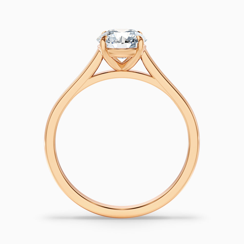 Lena 3 Carat Round Cut Solitaire Lab Grown Engagement Ring in 10k Rose Gold - Side View