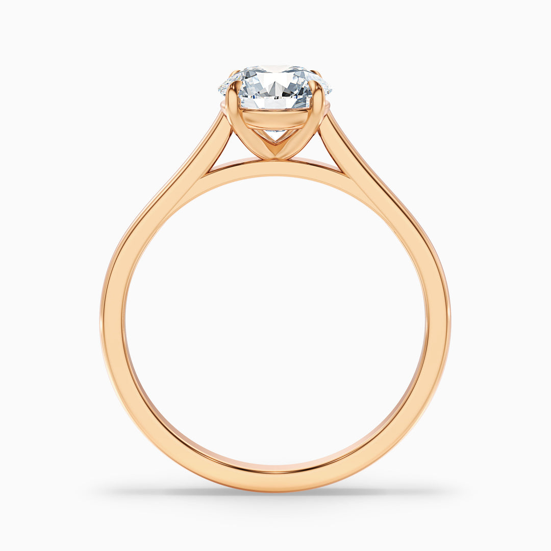 Lena 3 Carat Round Cut Solitaire Lab Grown Engagement Ring in 10k Rose Gold - Side View