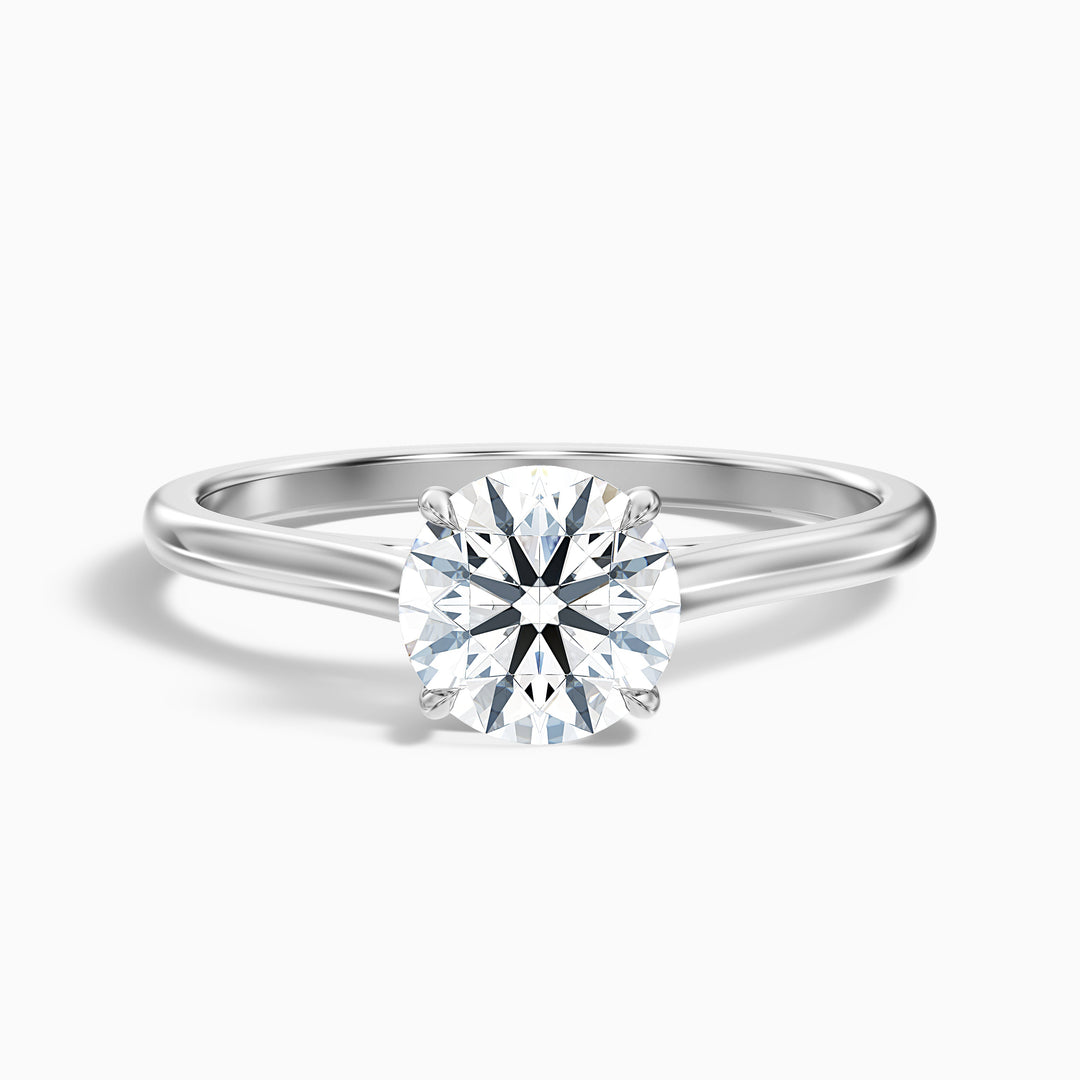 Lena 1.5 Carat Round Cut Solitaire Lab Grown Engagement Ring in 14k White Gold - Front View