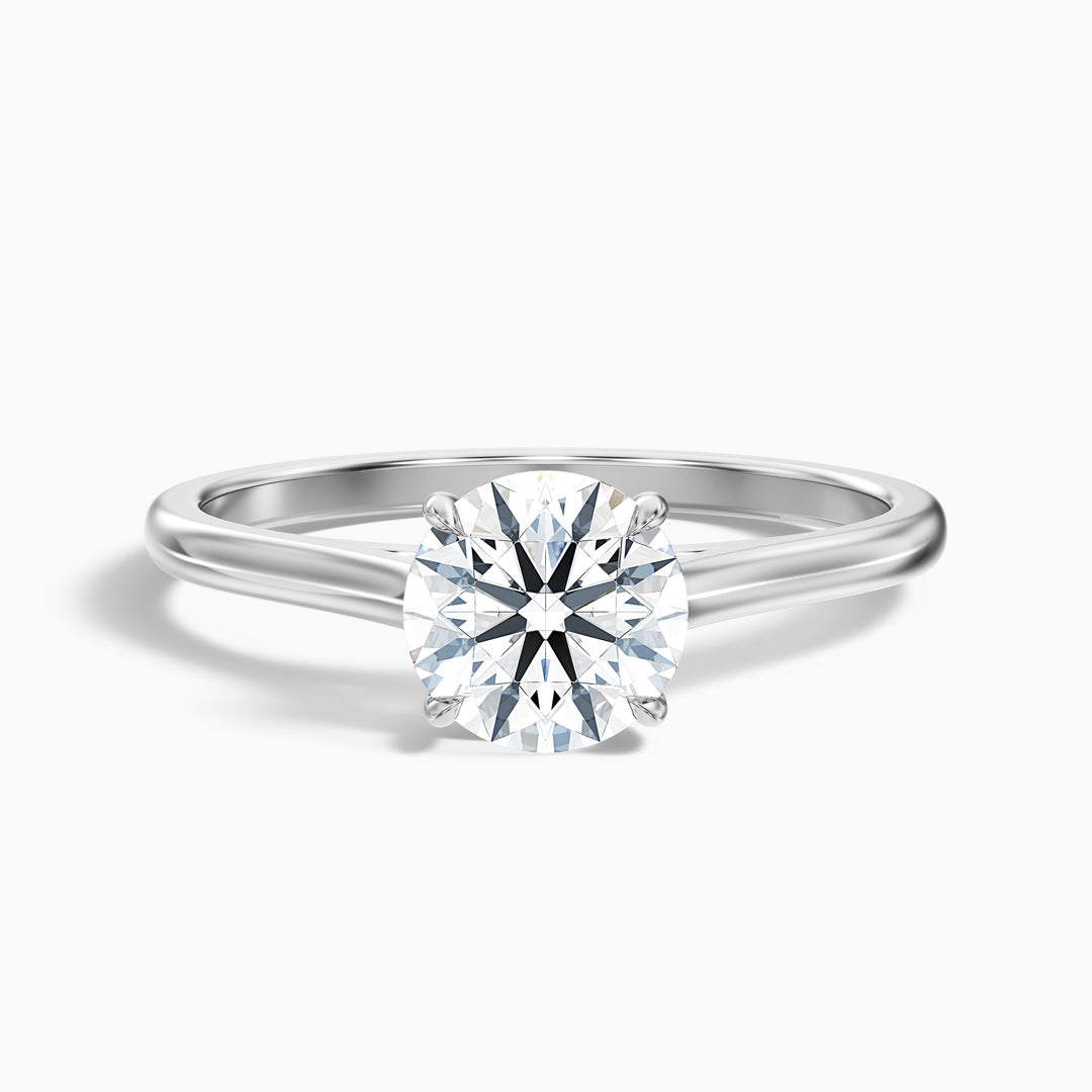Lena 3.5 Carat Round Cut Solitaire Lab Grown Engagement Ring in Platinum - Front View