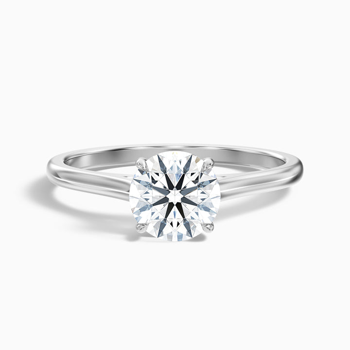 Lena 4.5 Carat Round Cut Solitaire Lab Grown Engagement Ring in 10k White Gold - Front View