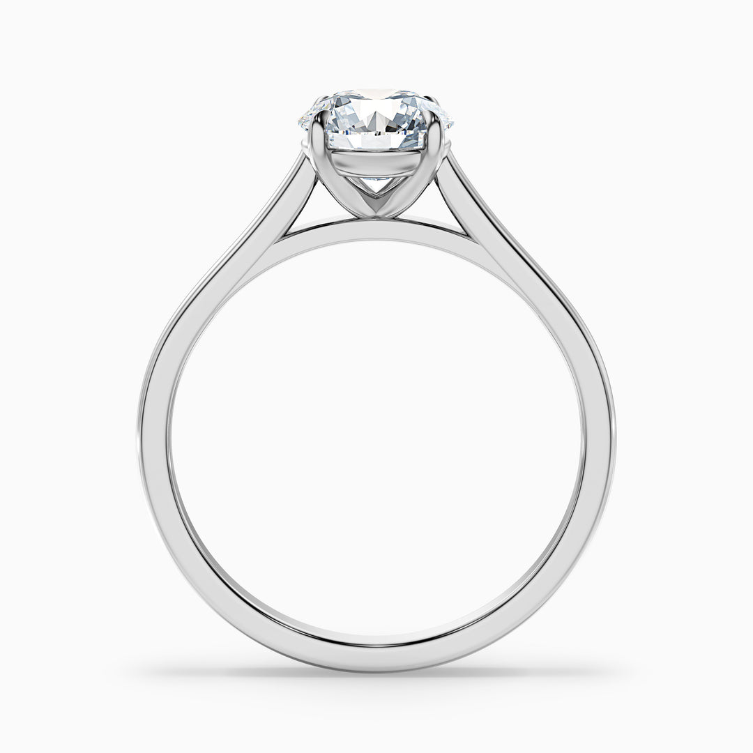 Lena 1 Carat Round Cut Solitaire Lab Grown Engagement Ring in 10k White Gold - Side View