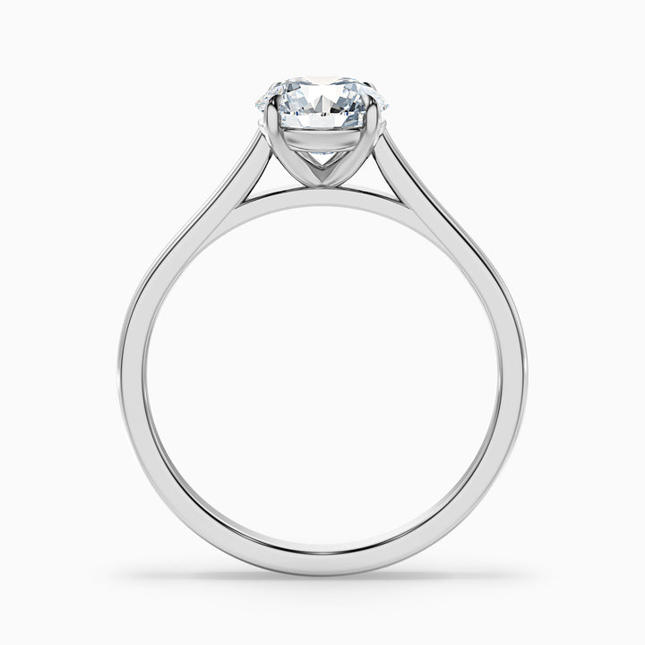 Lena 1 Carat Round Cut Solitaire Lab Grown Engagement Ring in 10k White Gold - Side View