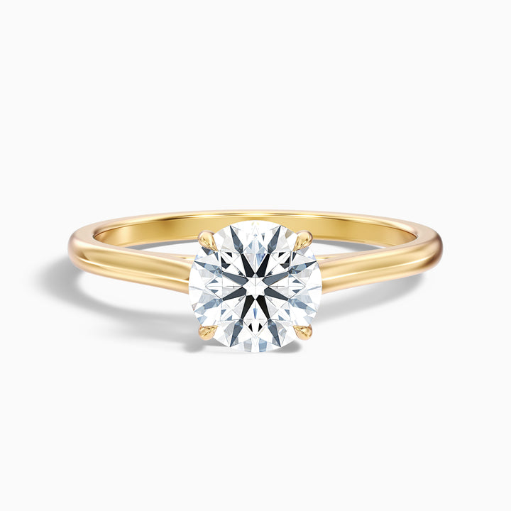 Lena 3 Carat Round Cut Solitaire Lab Grown Engagement Ring in 10k Rose Gold - Front View