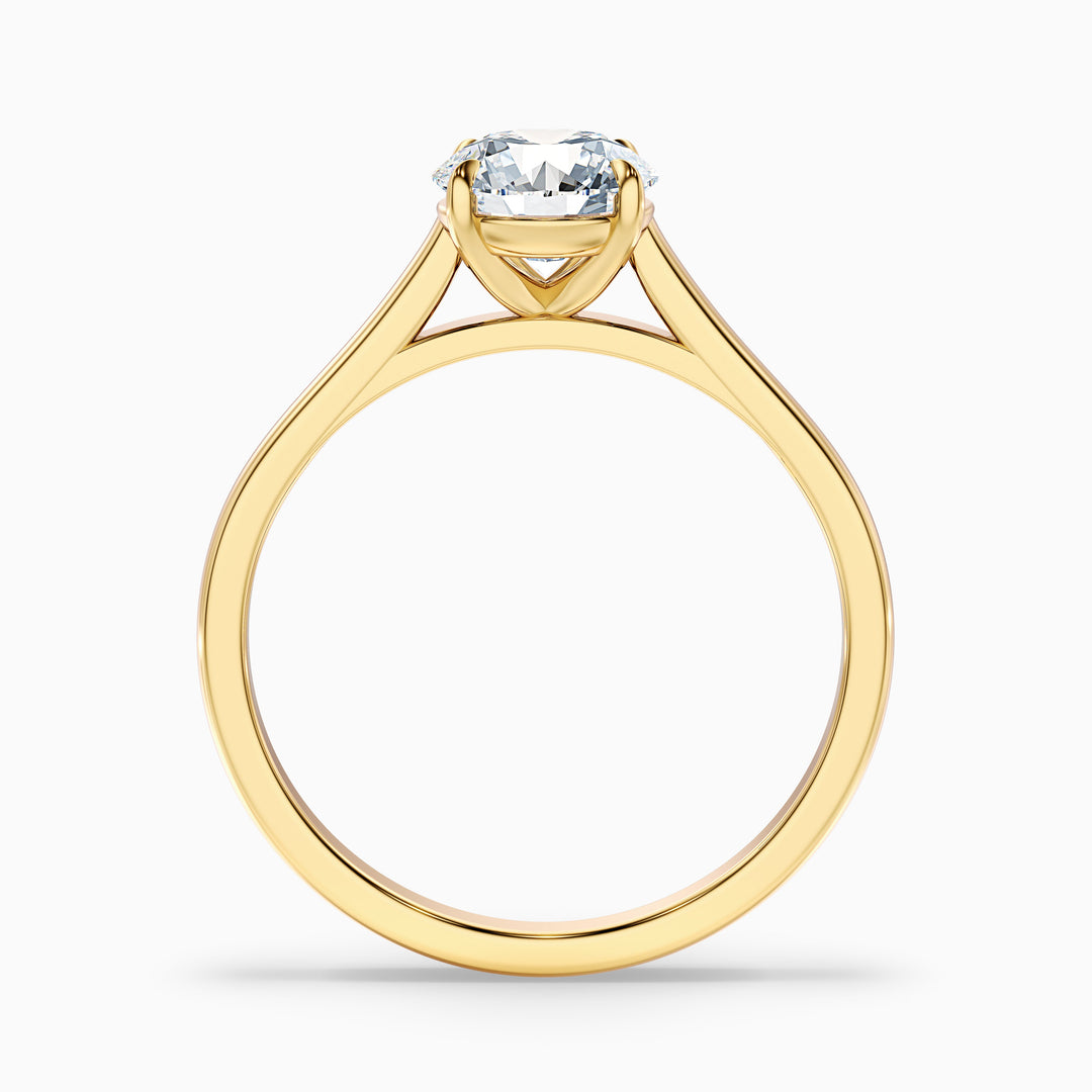 Lena 1 Carat Round Cut Solitaire Lab Grown Engagement Ring in 10k Yellow Gold - Side View