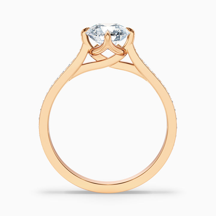 Anna 5 Carat Round Side Stone Pave Lab Grown Engagement Ring in 10k Rose Gold - Side View