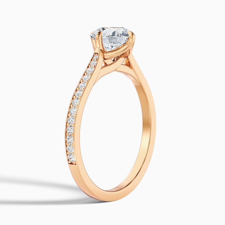 Anna 1.5 Carat Round Side Stone Pave Lab Grown Engagement Ring in 10k Rose Gold - Detail View