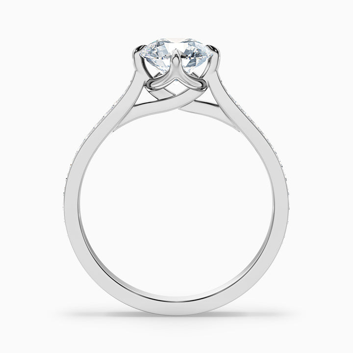 Anna 2 Carat Round Side Stone Pave Lab Grown Engagement Ring in Platinum - Side View