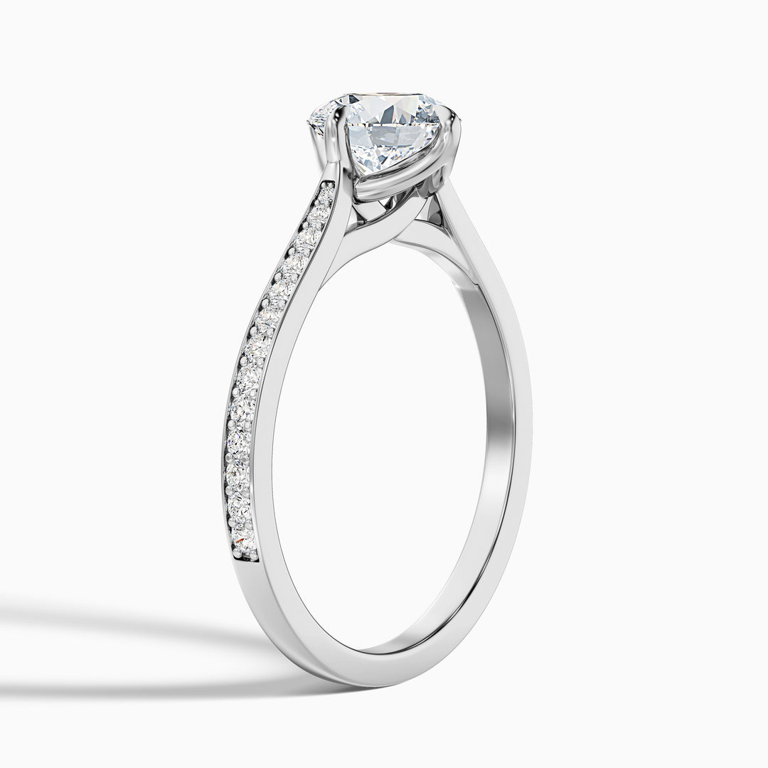 Anna 1.5 Carat Round Side Stone Pave Lab Grown Engagement Ring in 10k White Gold - Detail View