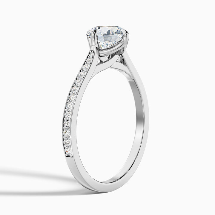 Anna 2 Carat Round Side Stone Pave Lab Grown Engagement Ring in 10k White Gold - Detail View