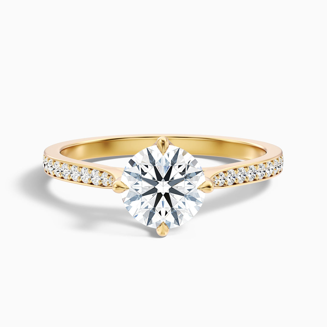 Anna 4 Carat Round Side Stone Pave Lab Grown Engagement Ring in 14k White Gold - Front View