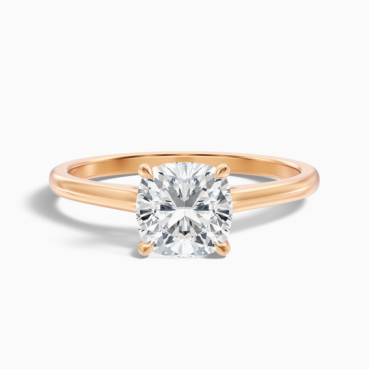 Joa 2 Carat Cushion Cut Solitaire Lab Grown Engagement Ring in Platinum - Front View
